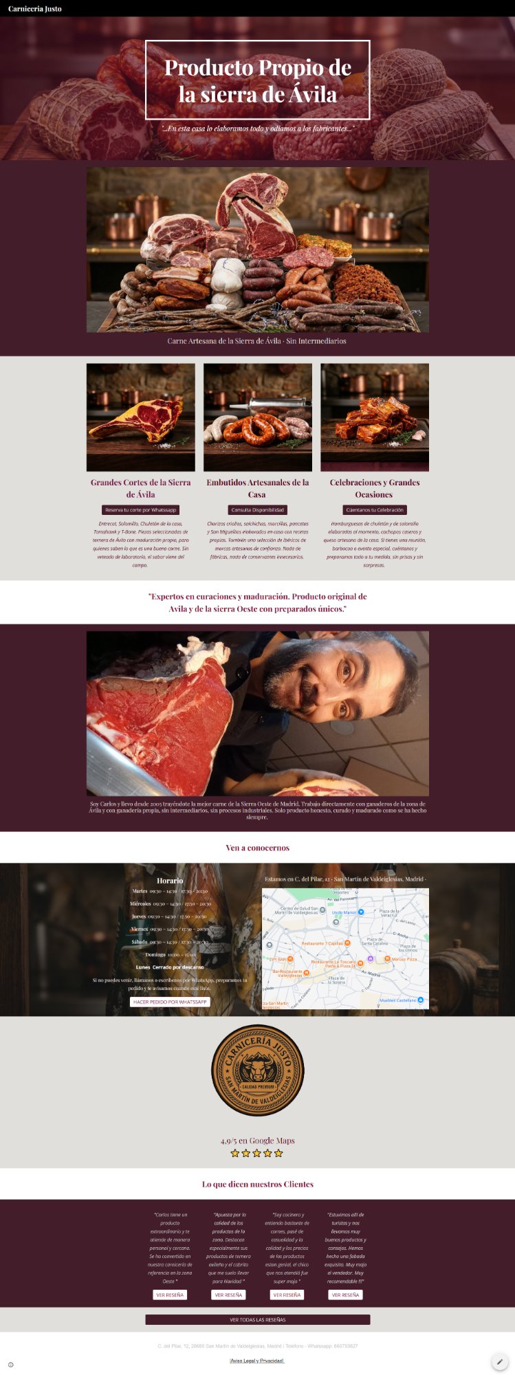 Web de Carnicería Justo diseñada por NodoOeste